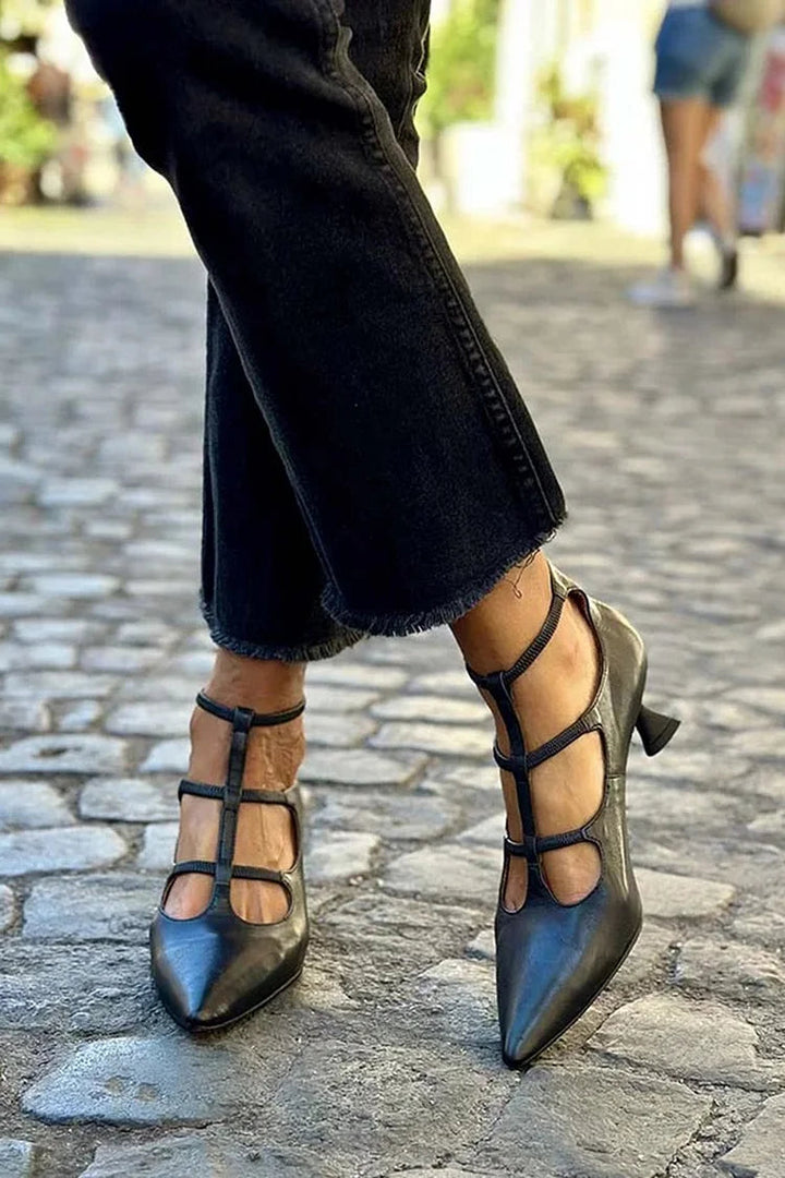 Olivia | Elegant Heeled T-Strap Heels