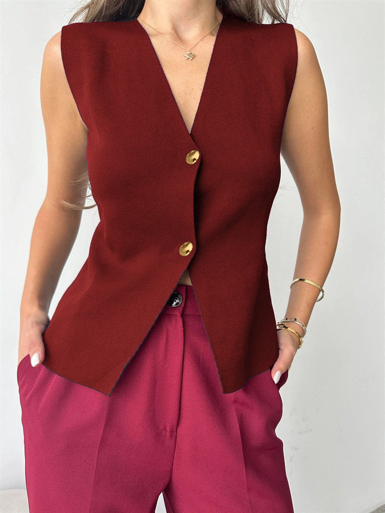 Gaby | Sleeveless Button Top