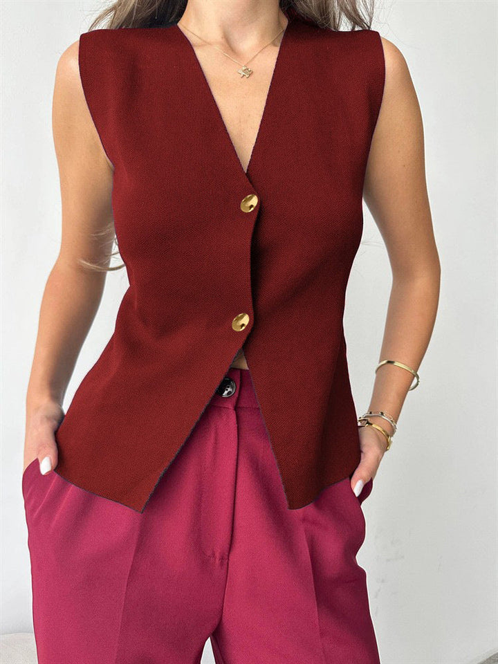 Gaby | Sleeveless Button Top