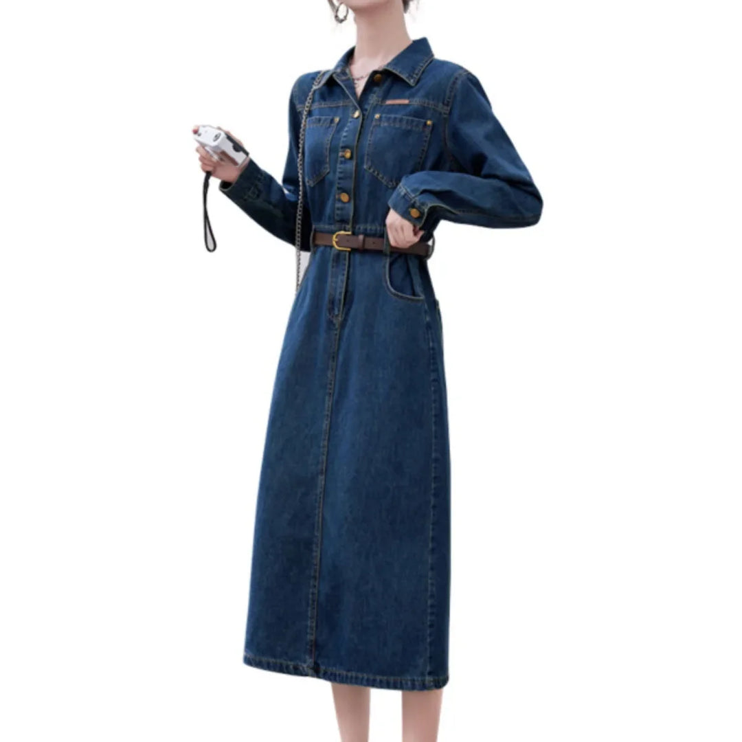 Stella | Elegant Vintage Look Denim Dress