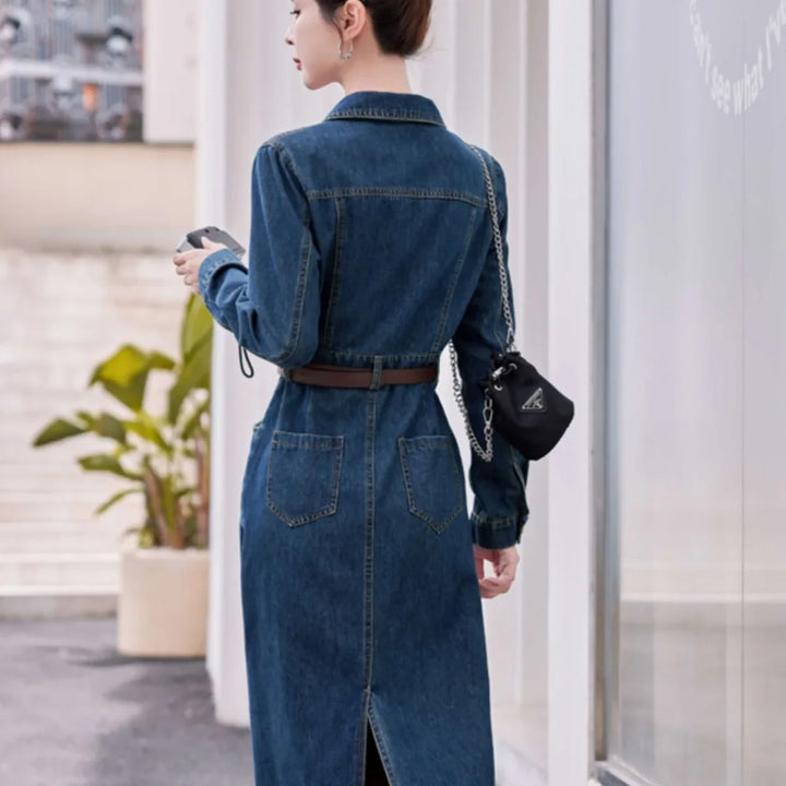 Stella | Elegant Vintage Look Denim Dress