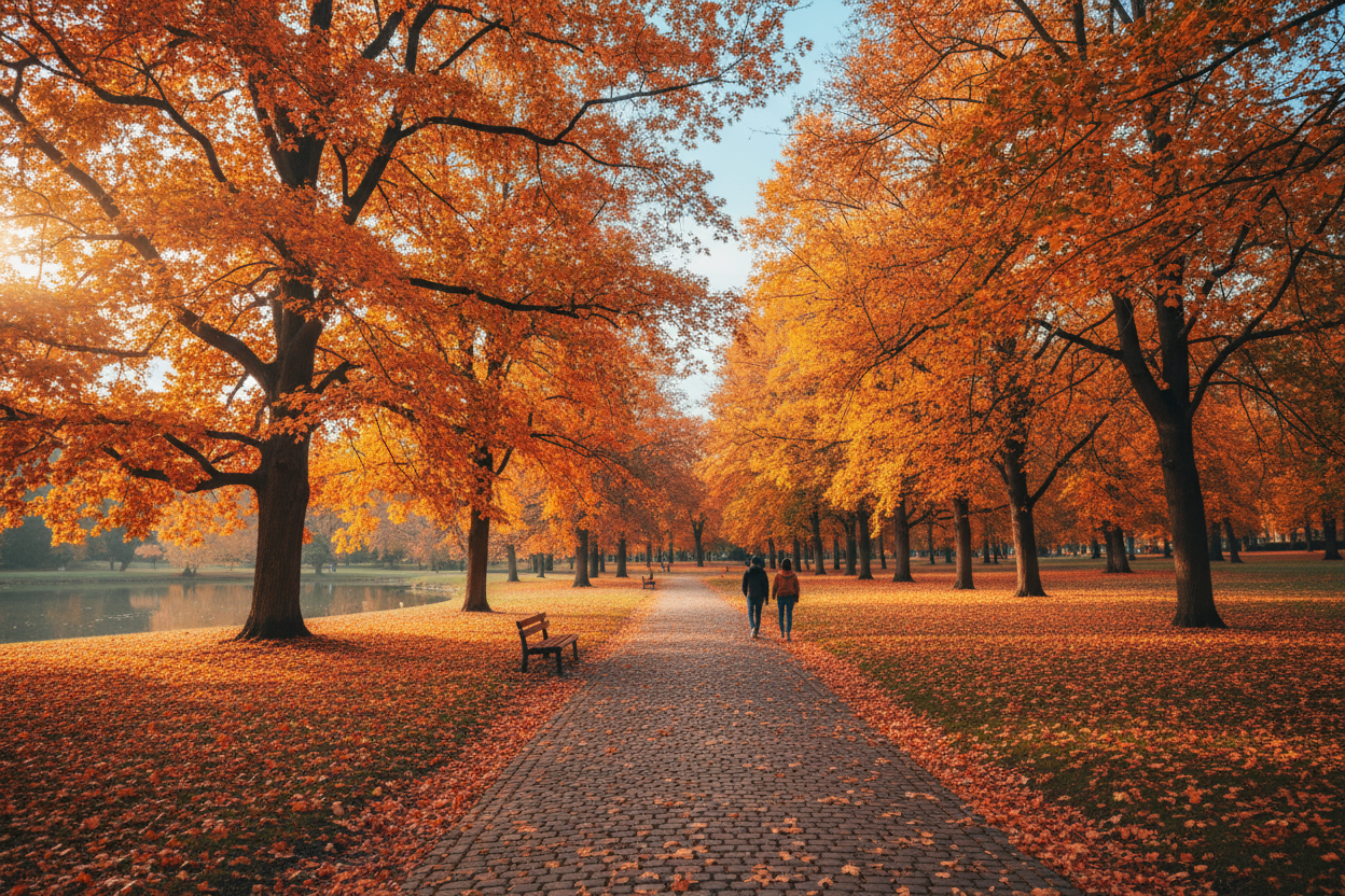 I want a photo of a park in fall