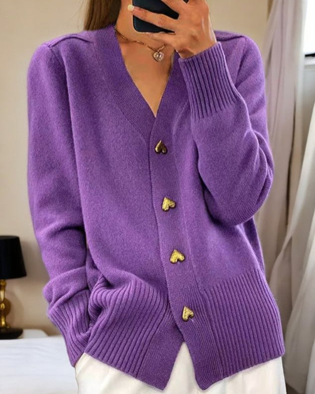 Adele | Soft Sweater with Heart-Shaped Buttons
